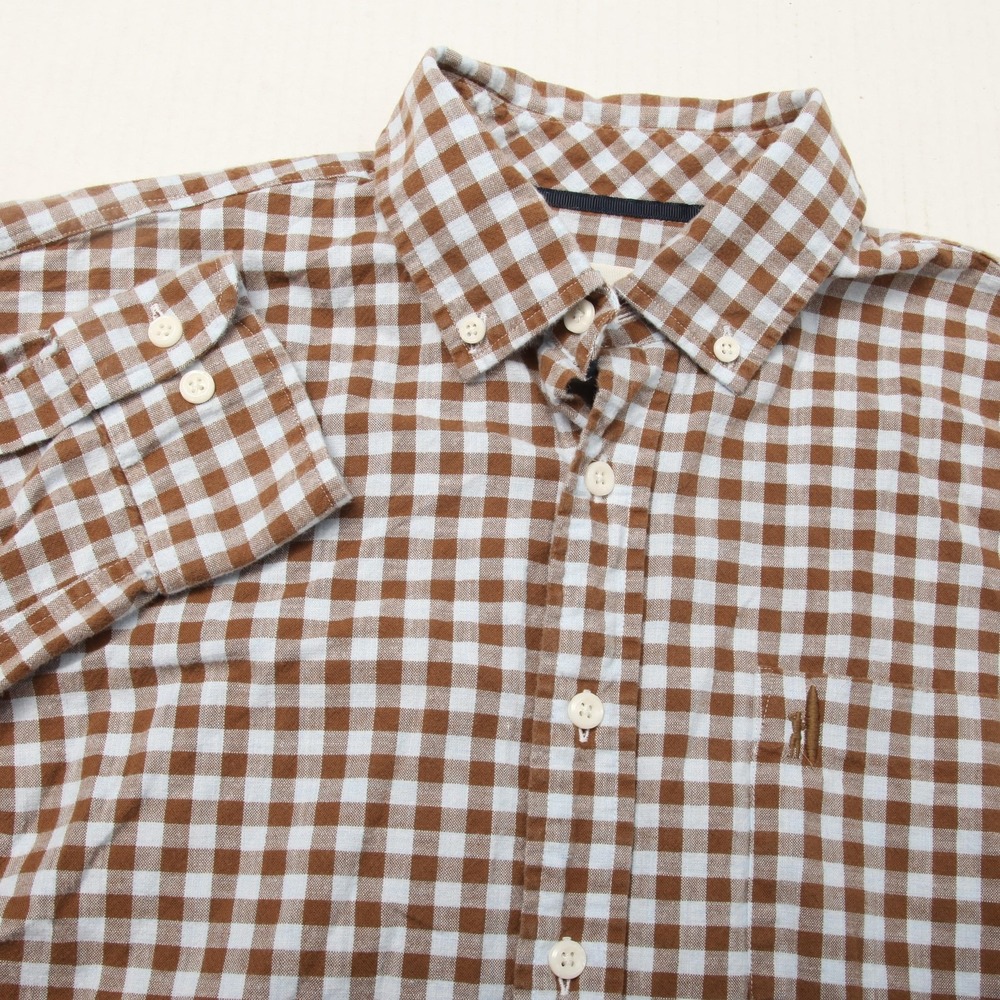 johnnie-O Shirt Mens Medium Brown Gingham Hangin' Out Button Down JMWL2650